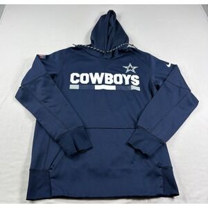 Dallas Cowboys Hoodie Mens Small Blue Nike Dri Fit Pullover On Field Sweatshirt